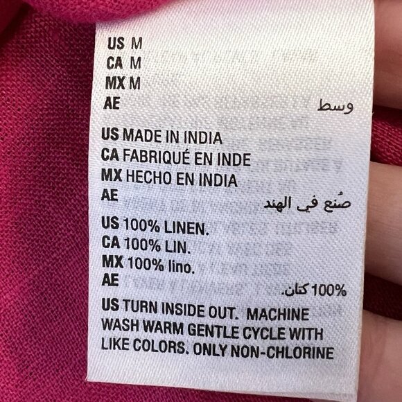 Charter Club Women's Linen Pleated Tunic Top Size Medium Embellished Pink Tutu - Picture 8 of 8